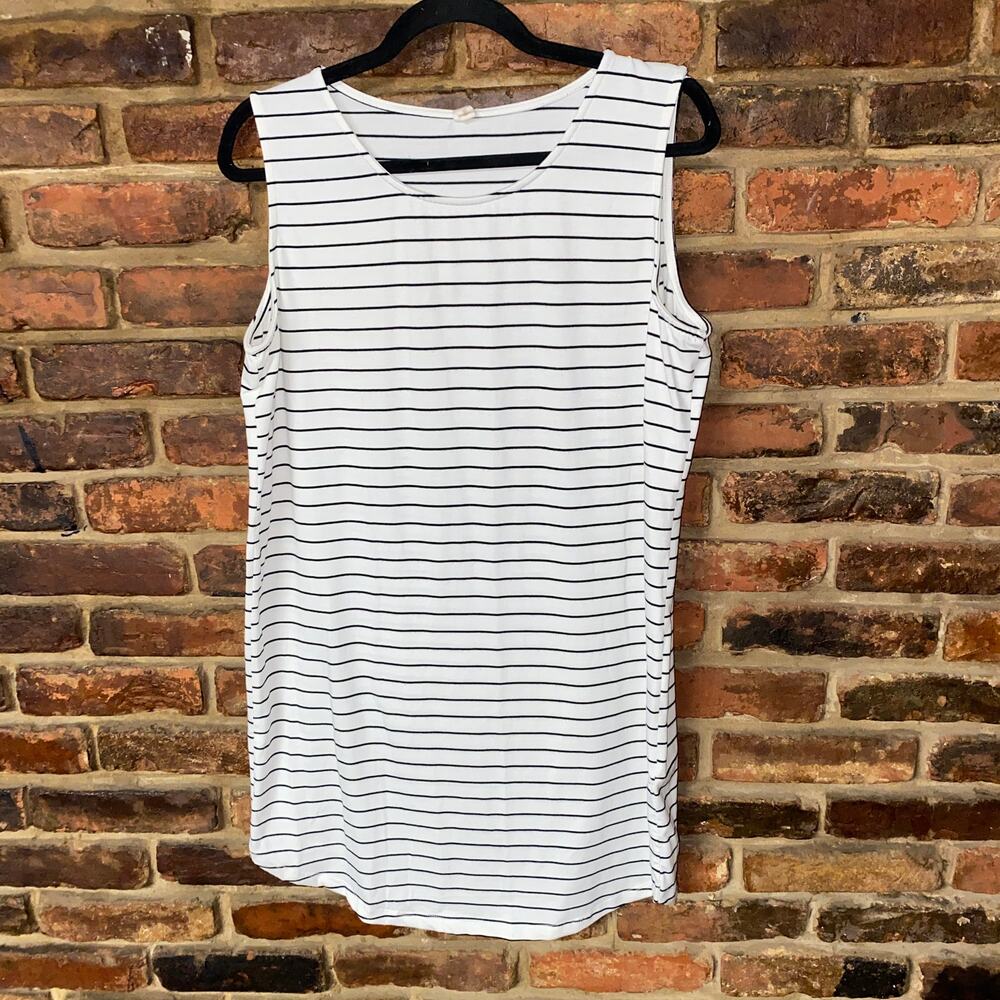 Wishlist White Black Striped Sleeveless Mini Tank Dress Women's Size Large